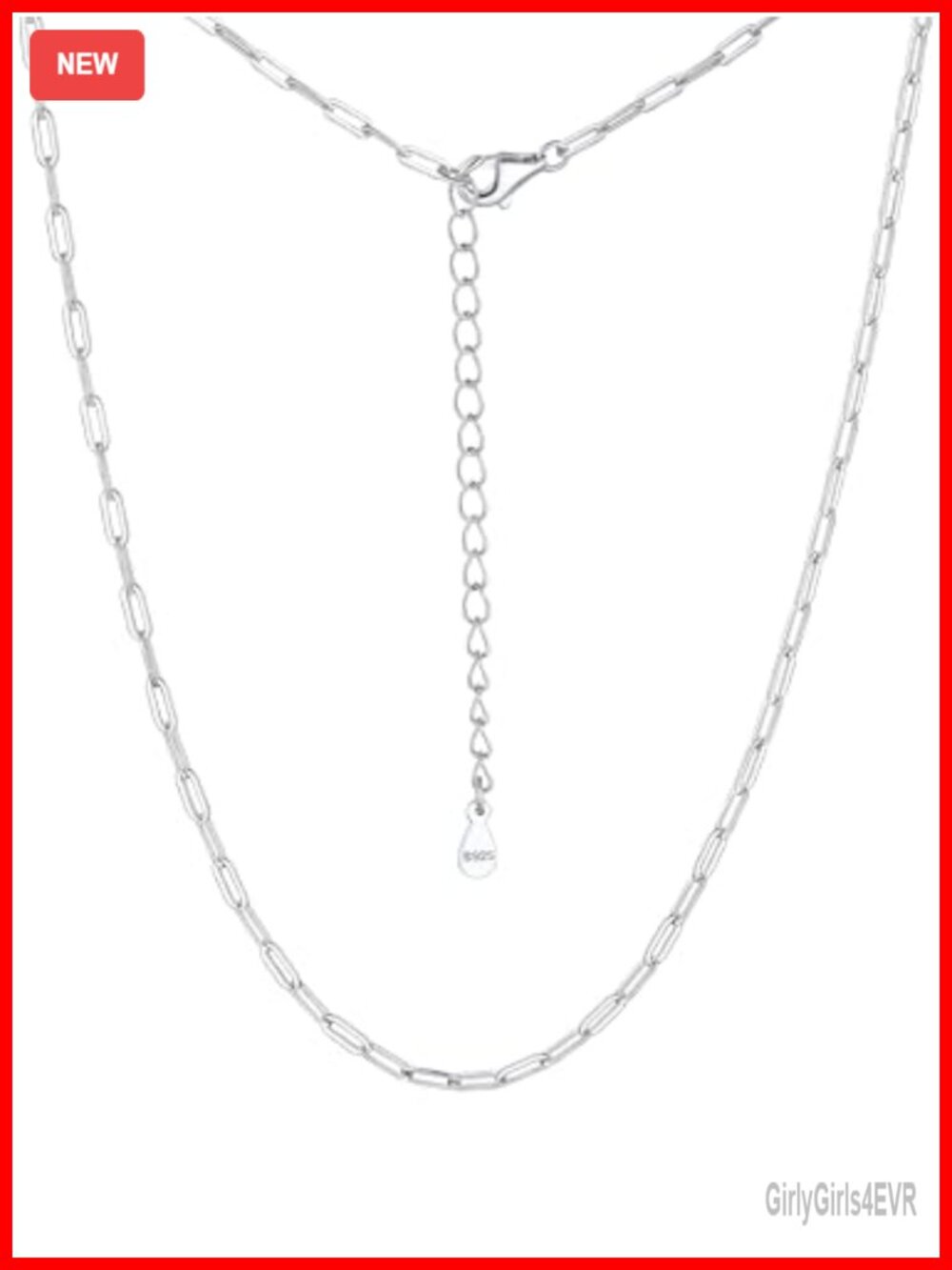 925 Sterling Silver Paperclip Chain Necklace Gold Plated Adjustable Women
